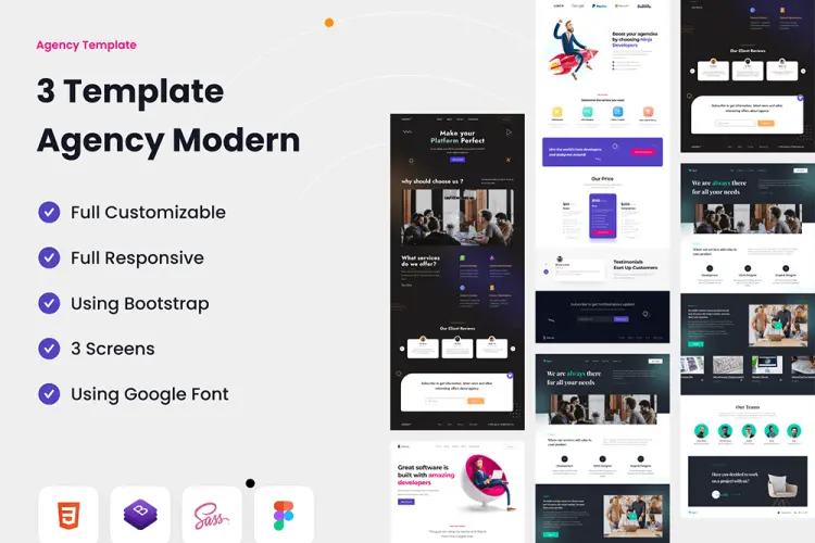 agency website template 公司网站网页web界面ui设计响应式模板下载