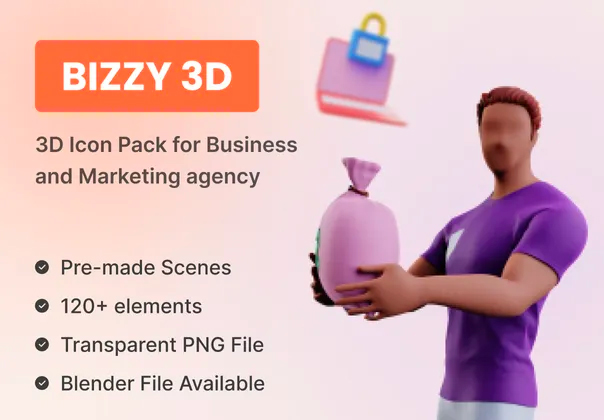 Bizzy 3D Icon Pack for Business and Marketing agency 100多个商业和营销机构的 3D 图标包