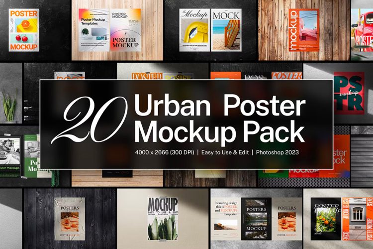 20 Urban Poster Mockup 20款城市街头海报宣传招贴设计贴图ps展示样机素材国外设计模板