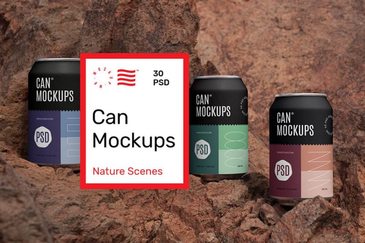 Can Mockups – Nature Scenes 30款听装饮料易拉罐产品包装设计贴图ps样机素材户外展示效果图