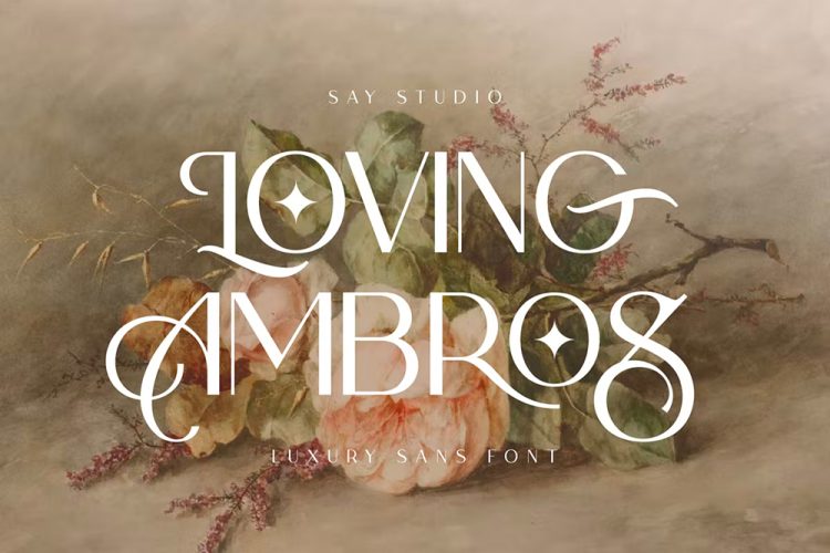 Loving Ambros 经典优雅时尚女性美妆品牌logo杂志画册排版标题连笔装饰英文字体