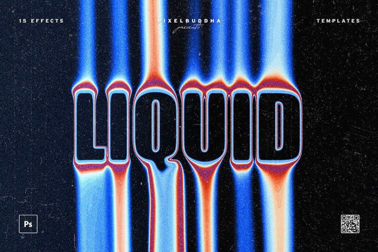 Liquid Text Effects Collection 15款复古流体潮流街头摇滚朋克液体标题特效字体设计ps样机素材
