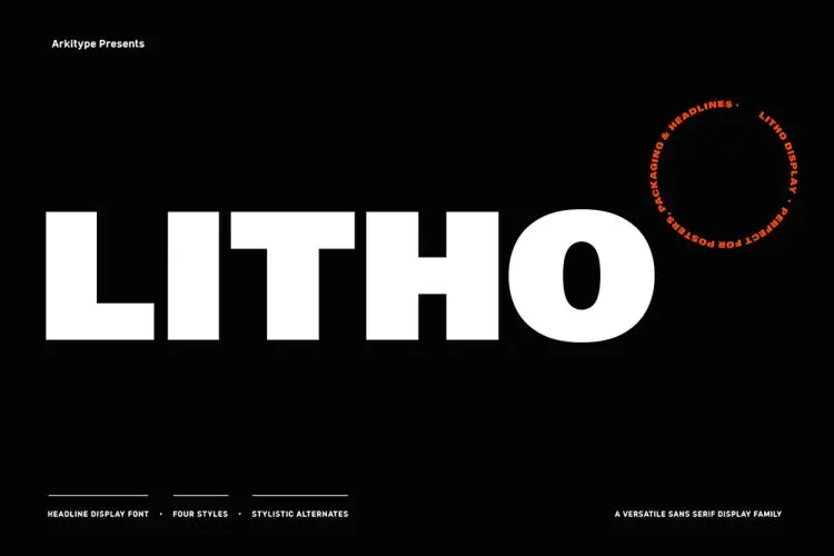 Litho Display 独特的商品包装Logo设计英文字体_商标英文艺术字体