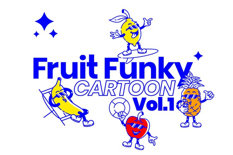 Funky Fruit Cartoon (Vol. 01) 20款复古60年代趣味卡通水果饮料餐饮IP人物角色插画AI设计源文件