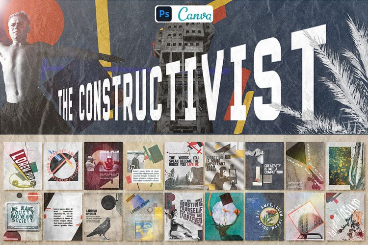 The Constructivist Instagram 30款潮流复古ins怀旧建构主义拼贴视觉海报排版设计版式素材模板