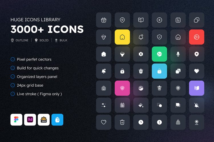 Huge Icon Pack 3,000+ Icons Set 3000+app网站应用界面小图标大全下载