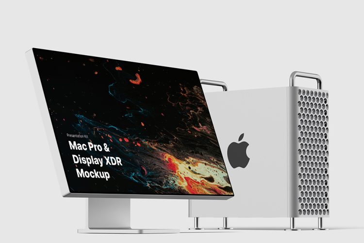 Mac Pro & Display XDR Mockups 苹果台式电脑XDR显示器ui设计作品贴图ps样机素材国外设计模板