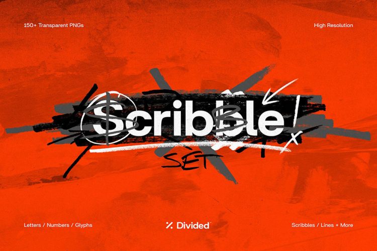 Scribble Set (150+ Hand-drawn Elements) 150款手写涂鸦标注涂改箭头字母数字手稿草稿png免抠图片设计素材