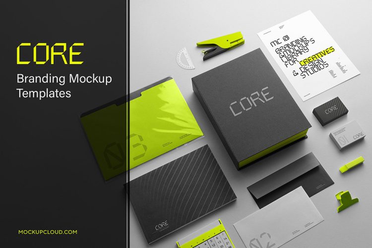 Core Branding Mockup Kit 21款名片信封信纸文具品牌vi应用设计作品贴图ps样机素材展示效果