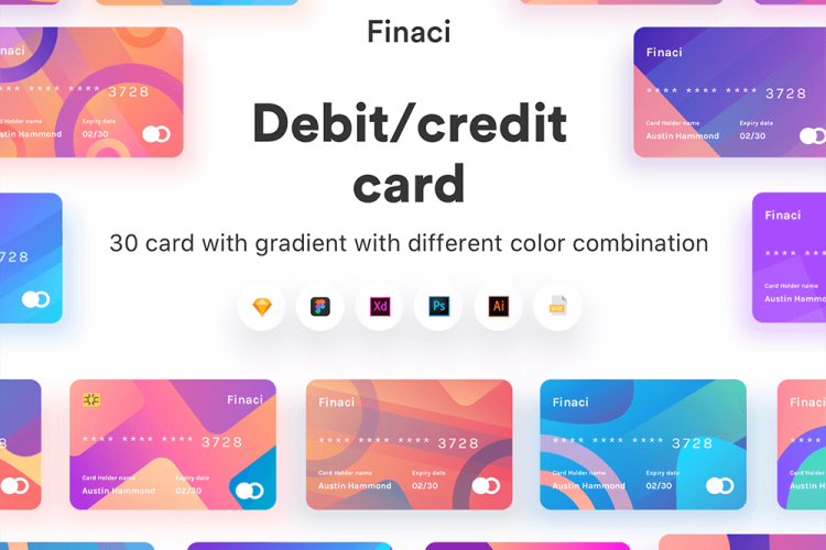 Finaci Financial debit credit ui crd 30款炫彩缤纷创意抽象几何银行ID会员卡片封面背景国外设计素材