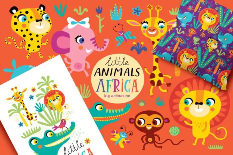 Little animals. AFRICA 可爱卡通非洲野生动物素材