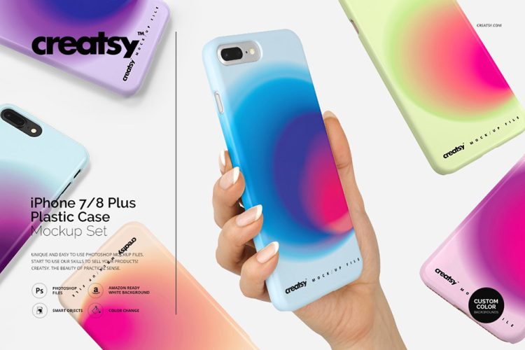 iPhone 7+ Plastic Case Mockup Set iphone7/8plus手机壳展示样机