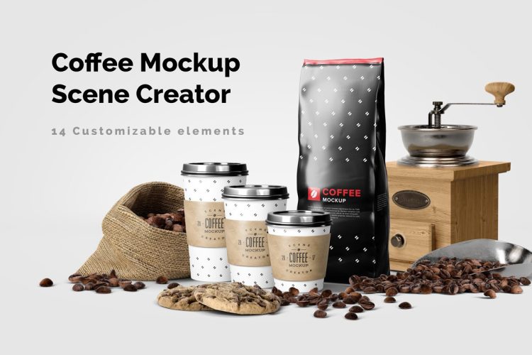 Coffee Mockup Scene Creator 咖啡品牌VI设计场景模拟效果展示样机