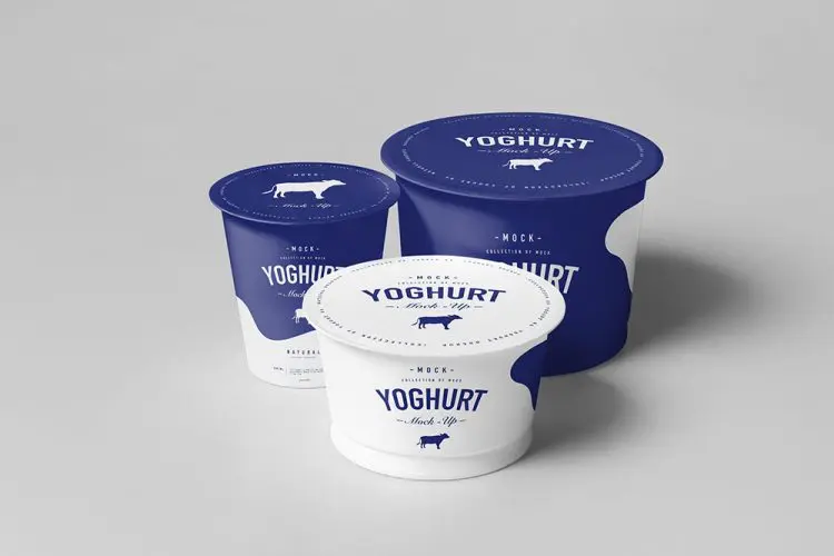 Yoghurt Cup Mock-up 3 多规格酸奶杯甜品冰激凌纸杯空白贴图ps产品包装样机素材国外设计模板