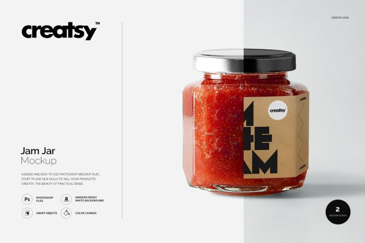 Jam Jar Mockups 透明玻璃果酱食品罐头标贴包装贴图ps样机素材国外设计模板