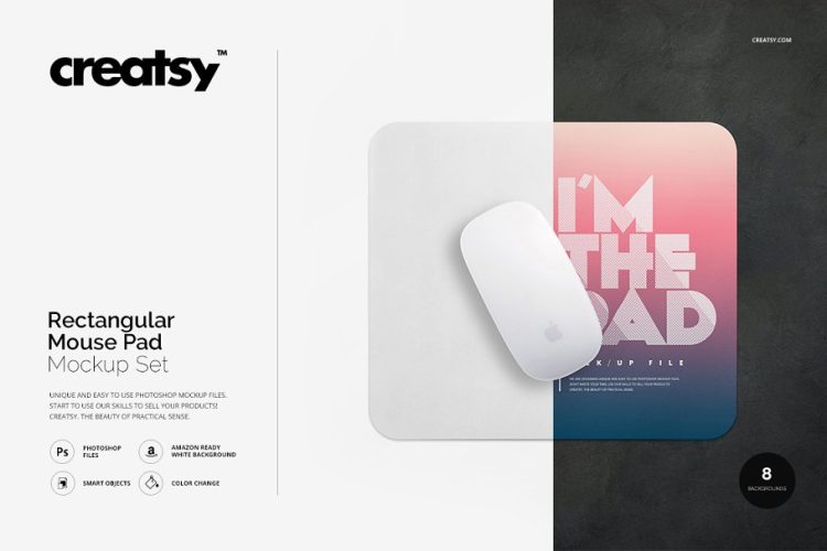 Rectangular Mouse Pad Mockup Set 方形鼠标垫产品场景模拟效果展示样机