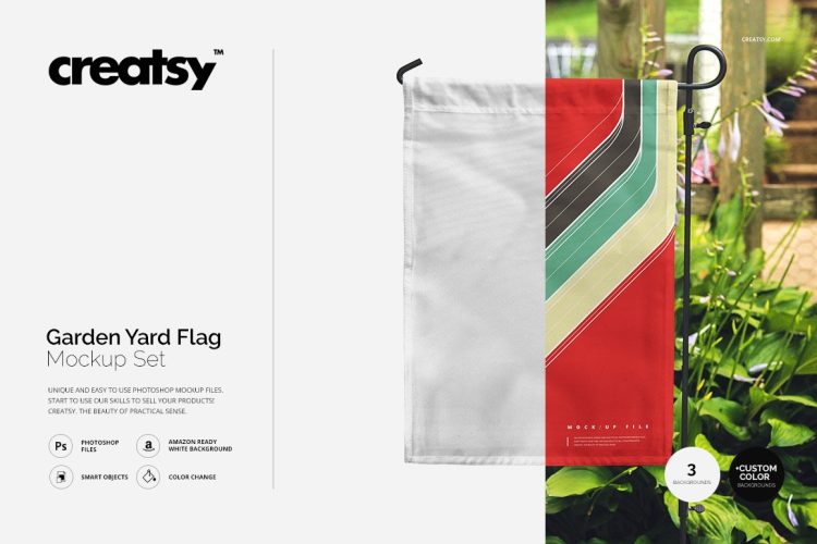 Garden Yard Flag Mockup Set 户外花园挂旗模拟效果图展示样机