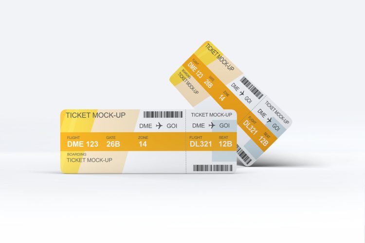 Ticket Mockup 飞机票多角度模拟效果展示样机