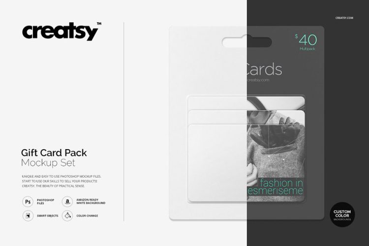 Gift Card Pack Mockup Set 礼品卡包模拟效果展示样机