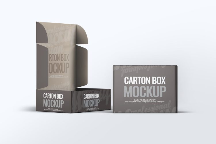 Carton Box Mockup 飞机盒包装盒多角度模拟效果展示样机