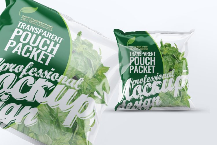 Transparent Pouch Packet Mock-Up 零食透明食品包装袋多角度模拟样机