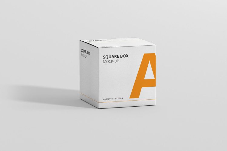 Package Box Mock-Up – Square 正方体产品包装纸盒设计作品贴图ps样机素材多角度国外设计模板