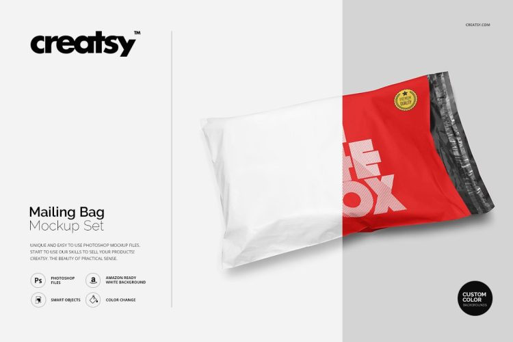 Mailing Bag Mockup Set 邮寄快递打包物流塑料袋包裹包装设计贴图ps样机素材展示效果模板