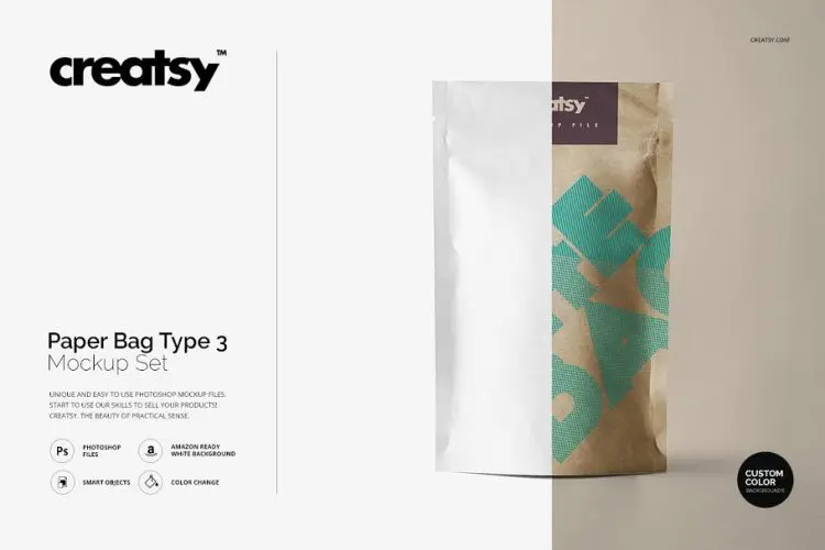 Type 2 Brown Paper 牛皮纸包装袋产品设计模拟效果样机