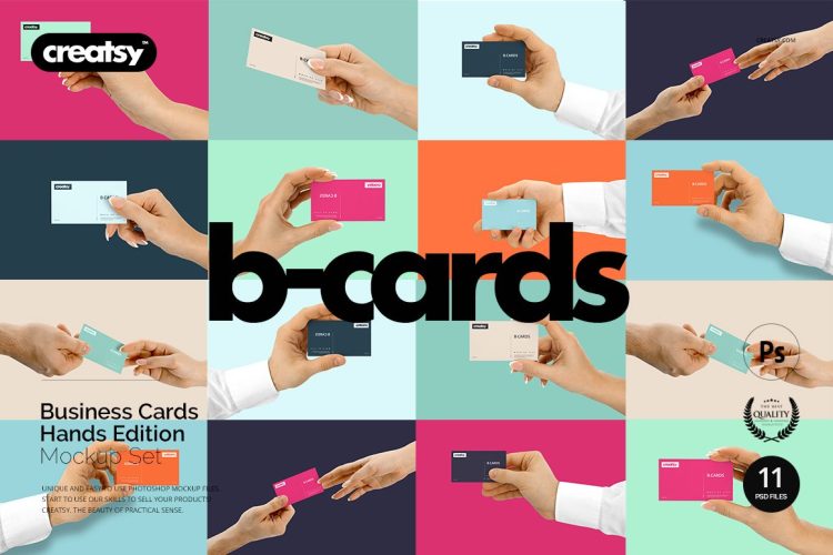 Business Cards Mockup Hands Edition 手持名片卡片场景模拟效果展示样机