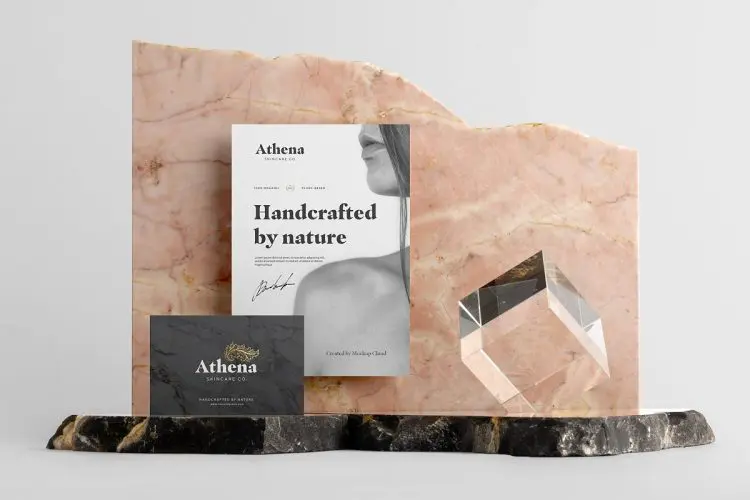 Athena branding mockup 11款优雅轻奢名片卡片邀请函信封设计贴图ps样机素材场景展示效果