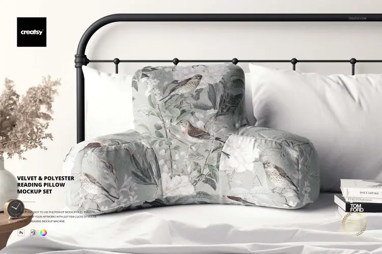 Reading Pillow Mockup Set 床头扶手靠垫靠枕腰靠印花图案设计贴图ps样机素材展示效果模板