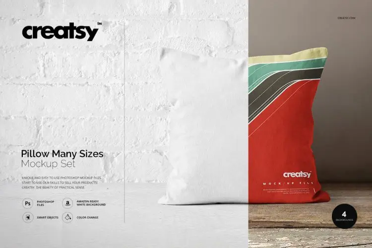 Pillow Many Sizes Mockup Set 多规格居家沙发靠垫抱枕腰靠垫子枕头印花图案设计贴图ps样机素材