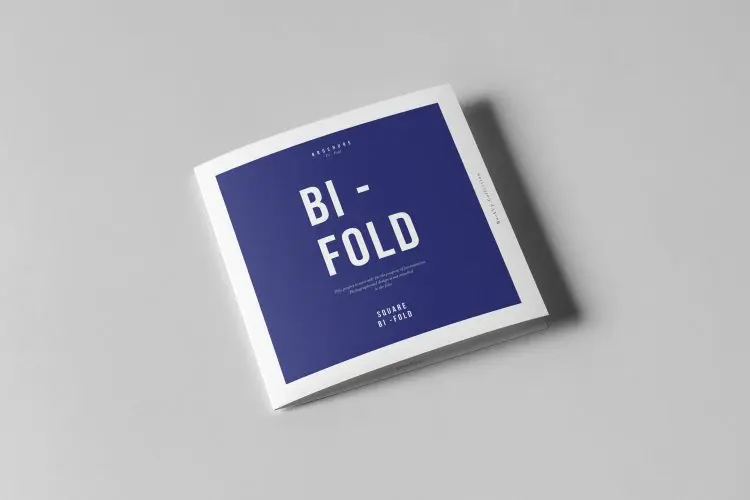 Bi-Fold Square Brochure Mockup 正方形三折页宣传册手册邀请函空白贴图ps样机素材国外设计模板