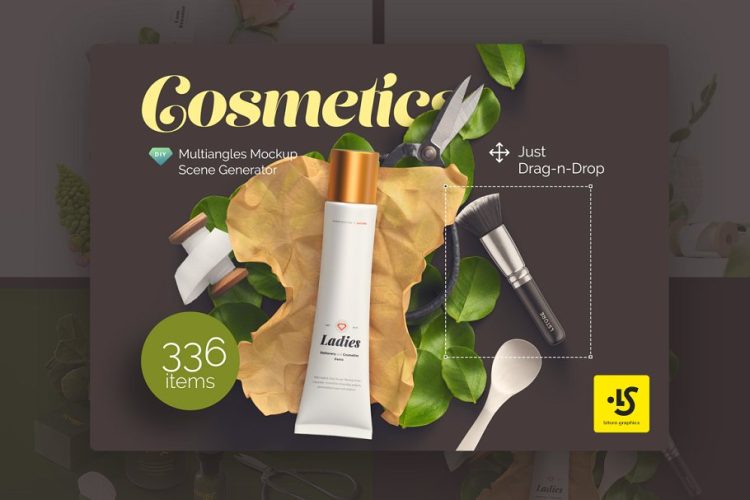 COSMETICS MOCKUP SCENE GENERATOR 质感美妆护肤化妆品分装瓶产品包装设计作品贴图ps样机素材模板