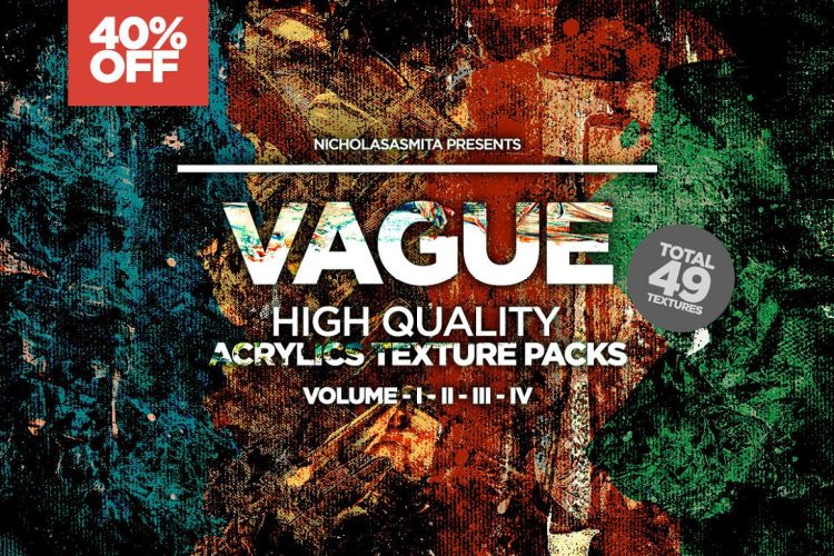 Vague 49 Acrylics Textures Packs 49款抽象艺术手工乱涂丙烯颜料绘画高清背景底纹png免抠图片素材