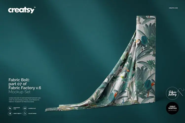 Fabric Bolt Mockup 07/FF v.6 布匹织物面料布料家纺印花图案设计贴图ps样机素材展示效果模板