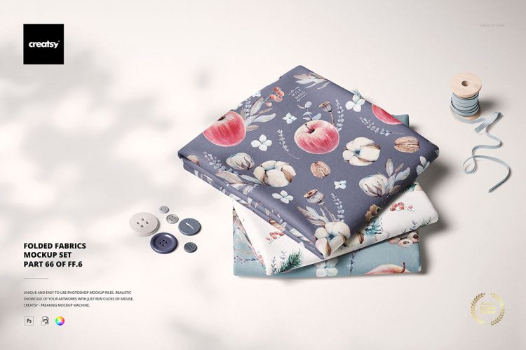 Folded Fabrics Mockup 66/FF v.6 雪纺布料面料床上用品床单印花图案设计贴图ps样机素材展示模板