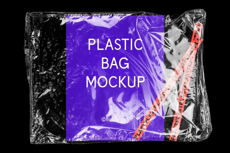 PLAST – Realistic Plastic Bag Mockup 复古潮流透明塑料袋包装纸保鲜膜褶皱ps样机素材包装展示效果模板