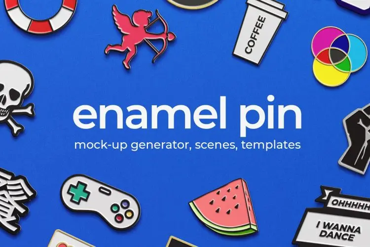 Enamel Pin Mock-ups 搪瓷珐琅金属个性潮流胸针徽标徽章样机素材