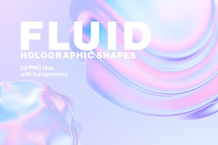 Fluid Holographic Shapes 20款抽象艺术液体全息流体渐变3D立体几何图形png免抠图片素材