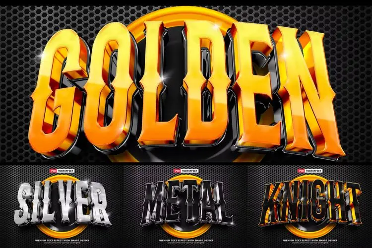 Luxury Esport Team 3D Text Effect Vol. 1 电子竞技战队俱乐部3D队标金色logo标识ps特效样机素材模板 4psd