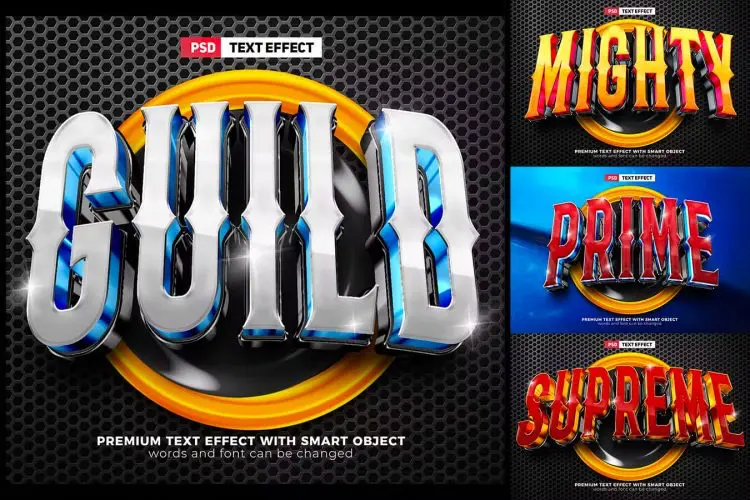 Esport Team 3D Text Effect Logo Template 电子竞技战队俱乐部3D队标logo标识ps特效样机素材模板 4psd