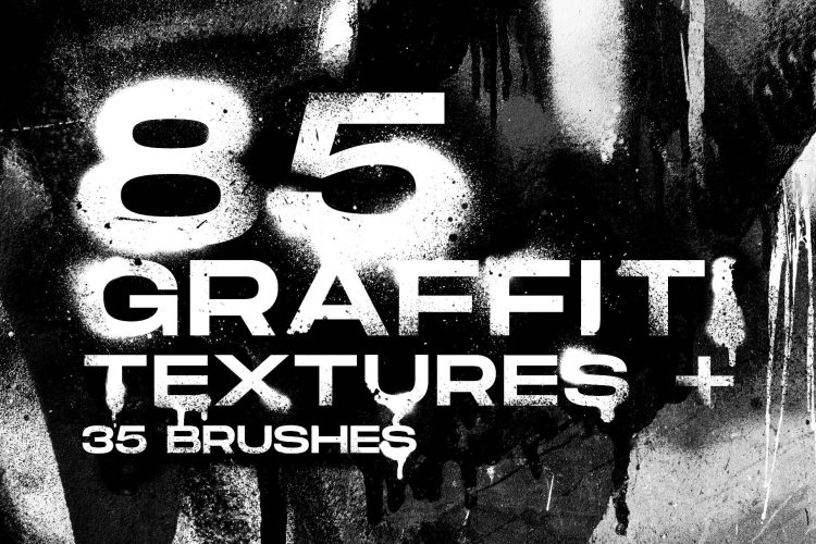 Graffiti textures and brushes 85款街头潮流嘻哈涂鸦喷漆颗粒笔刷肌理海报背景底纹图片设计素材