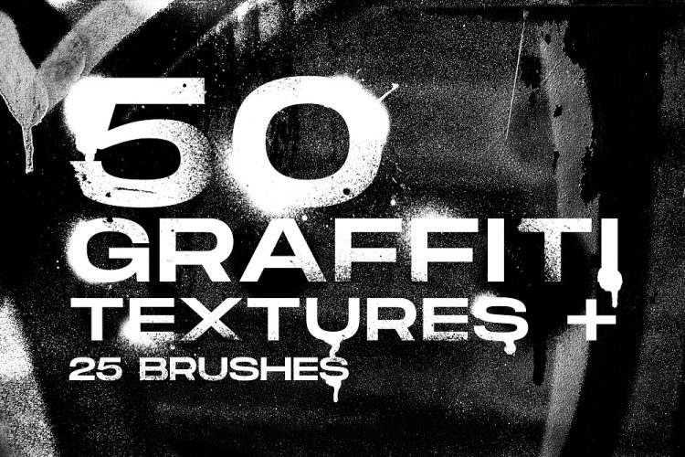 Graffiti textures and brushes 50款潮流嘻哈街头涂鸦喷漆磨损做旧肌理背景底纹笔刷图片设计素材