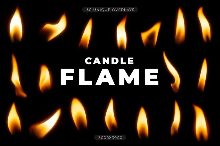 Candle Flame Overlays 逼真蜡烛火焰燃烧烛火图片背景叠加设计素材 30p