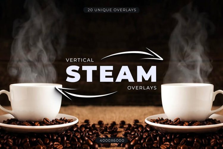 Vertical Steam Overlays 20种烟雾薄雾蒸汽热气升腾背景叠加图片国外设计素材