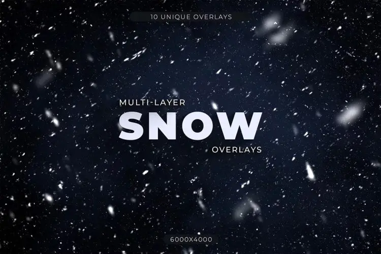 Multi-Layer Snow Overlays 30张雪花坠落覆盖白色粒子背景叠加图片国外设计素材