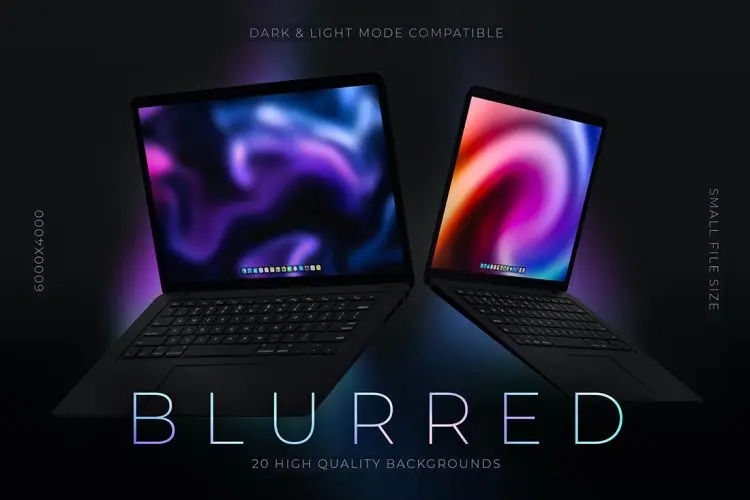 Blurred – Gradient Backgrounds 20款时尚炫彩霓虹灯模糊渐变未来科幻桌面壁纸背景底纹图片素材