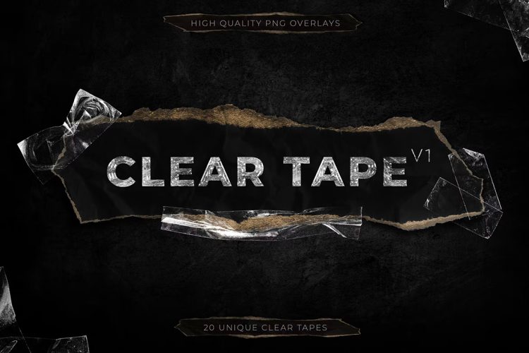 Clear Plastic Tapes V1~V2 – Texture Pack 40款复古做旧透明褶皱玻璃胶带不干胶贴纸png免抠图片设计素材