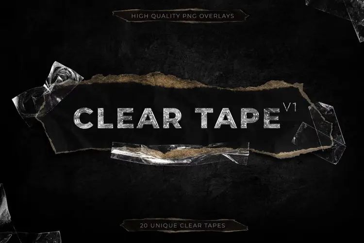 Clear Plastic Tapes V1~V2 – Texture Pack 40款复古做旧透明褶皱玻璃胶带不干胶贴纸webp免抠图片设计素材